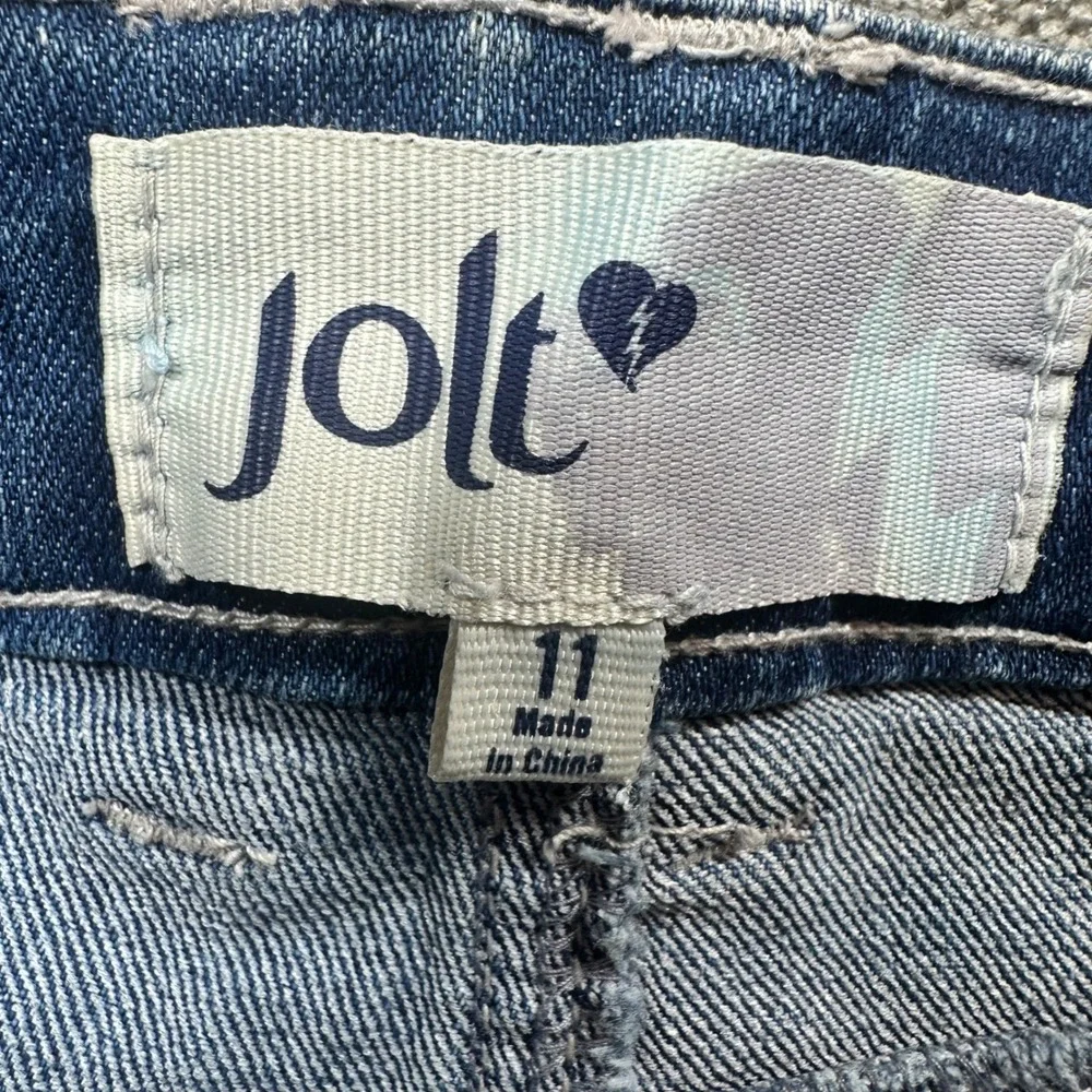 Jolt Denim‎ Shorts Women 11 Blue Lace Crochet Frayed Hem Boho Cut-Offs